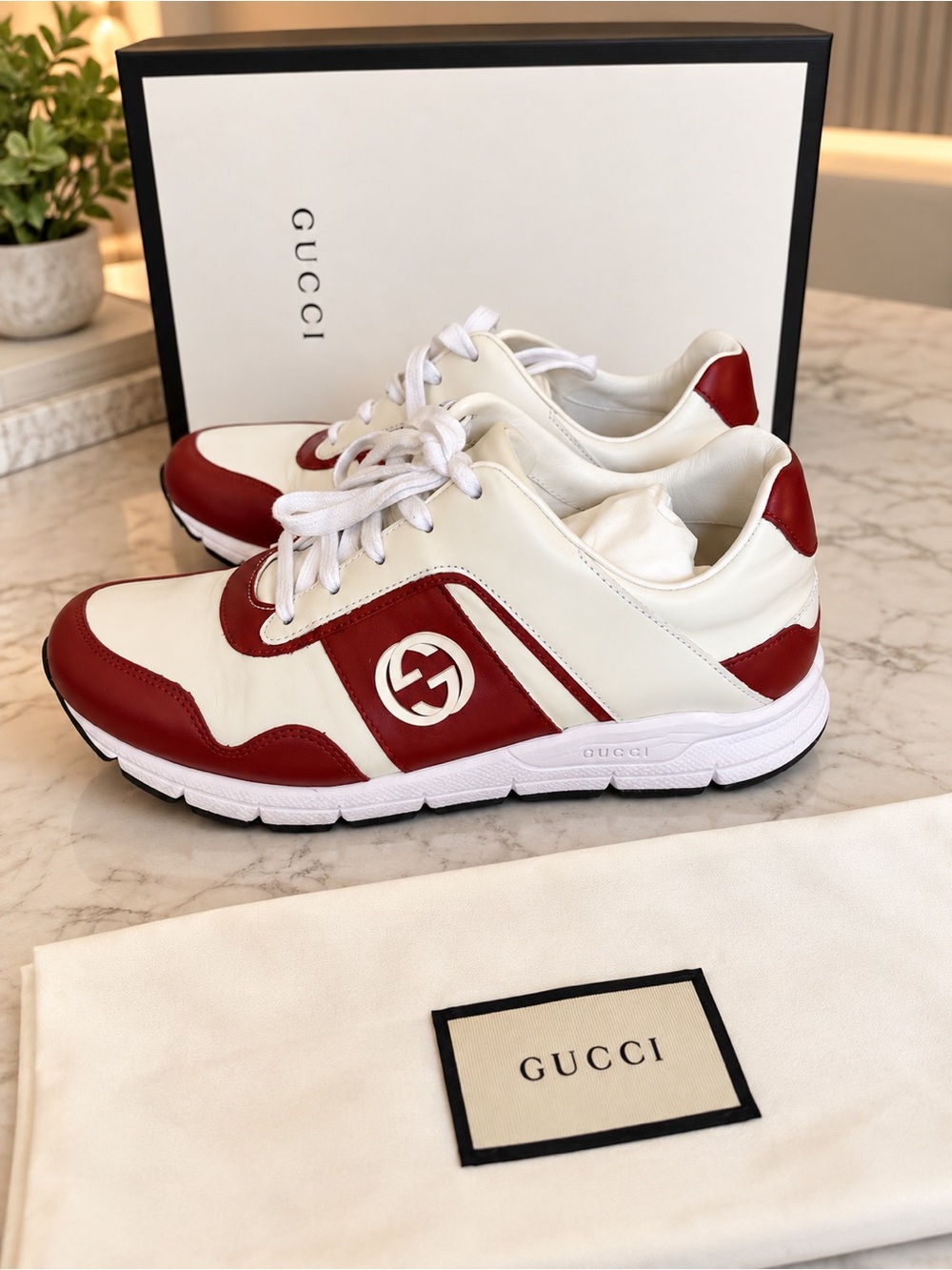 Gucci White and Red Leather Women’s Sneakers